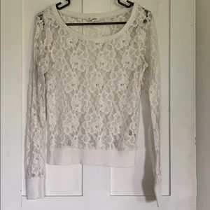 Aeropostale white lace Lon sleeve shirt Size M